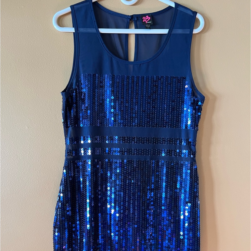 Blue sequin fitted mini dress. Excellent condition. Smoke and pet free